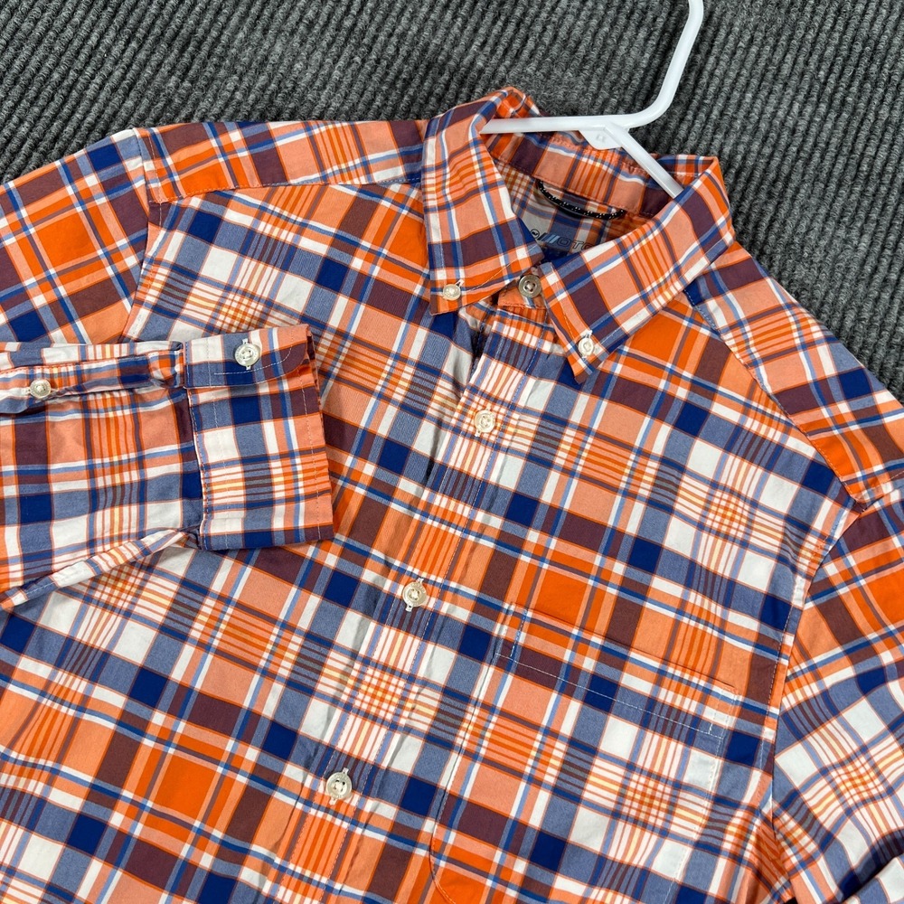 Vineyard Vines OTG Performance Shirt Mens XS Extra Small Orange Plaid Button Dow